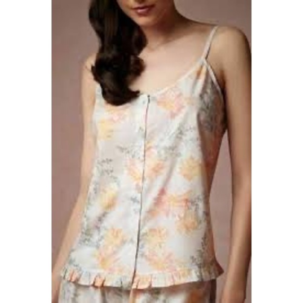 Plum Pretty Sugar Floral Pajama Set Camisole Shorts Ruffle M Summer Shabbby Chic